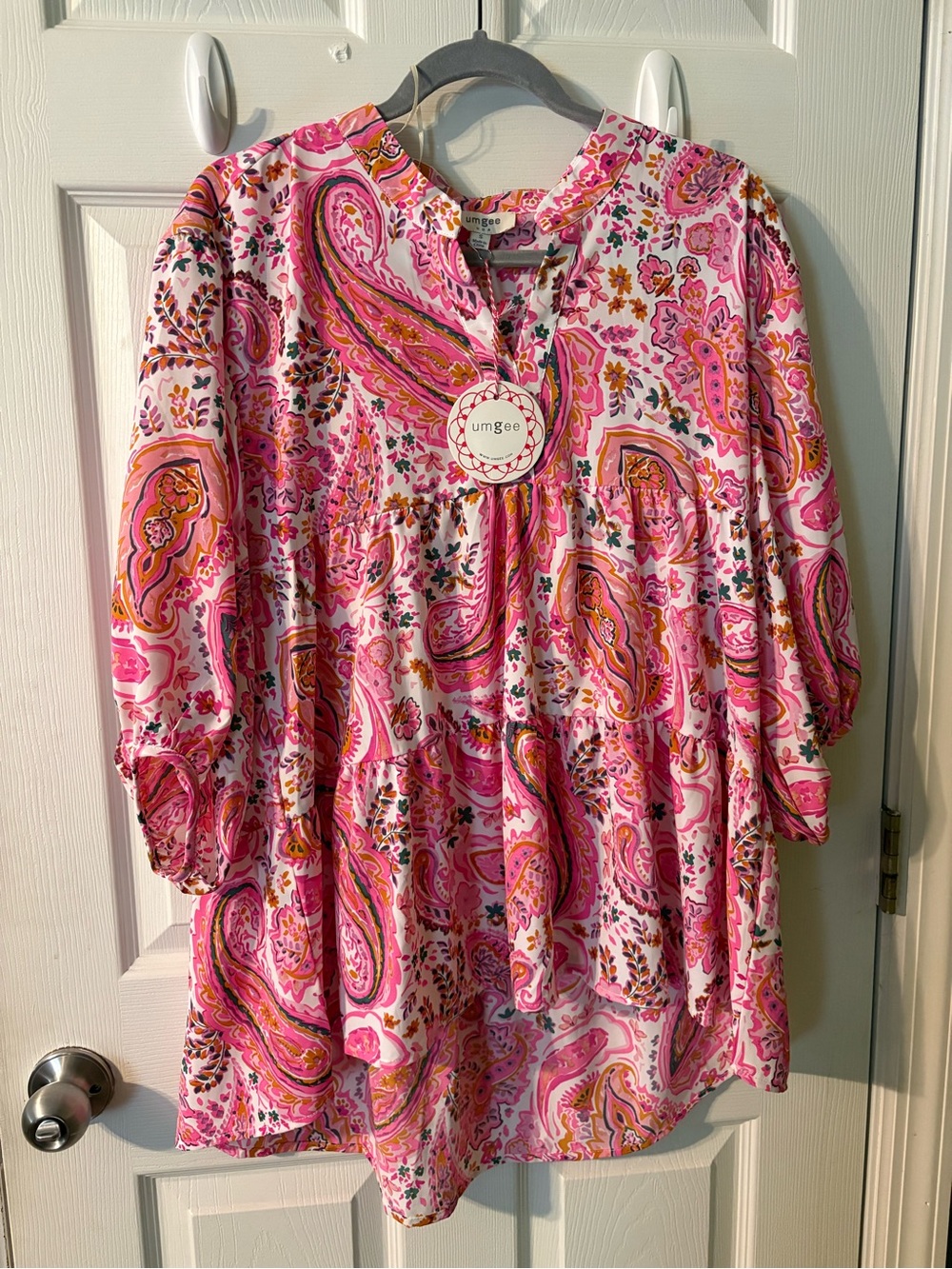 Umgee Pink Multicolor Paisley Tiered Tunic